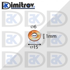 Дифтунга Ø  6 х Ø 15 х 1 mm медна